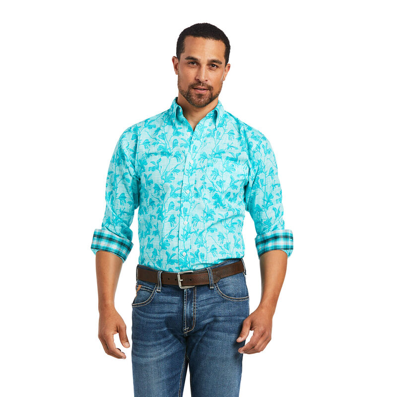 Camisas Ariat Wrinkle Free Hassan Fitted Azules Hombre - Chile 317-ZLIGXF